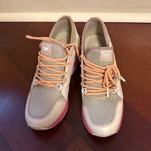 Michael Kors Beige and Pink Lace-Up Sneakers